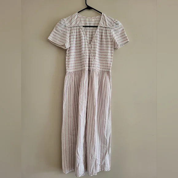 Christy Dawn Rare Pink Blue Stripe Dress Small - Picture 6 of 8